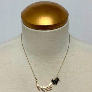 Rustic Goldtone Necklace with Dark Blue Crystal Accent